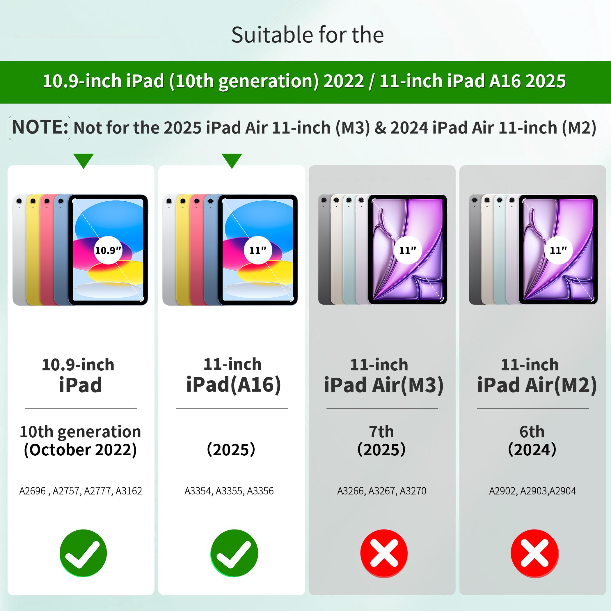 CACOE Rotierende Hülle für iPad (A16) 11/10 Generation 2025 2022