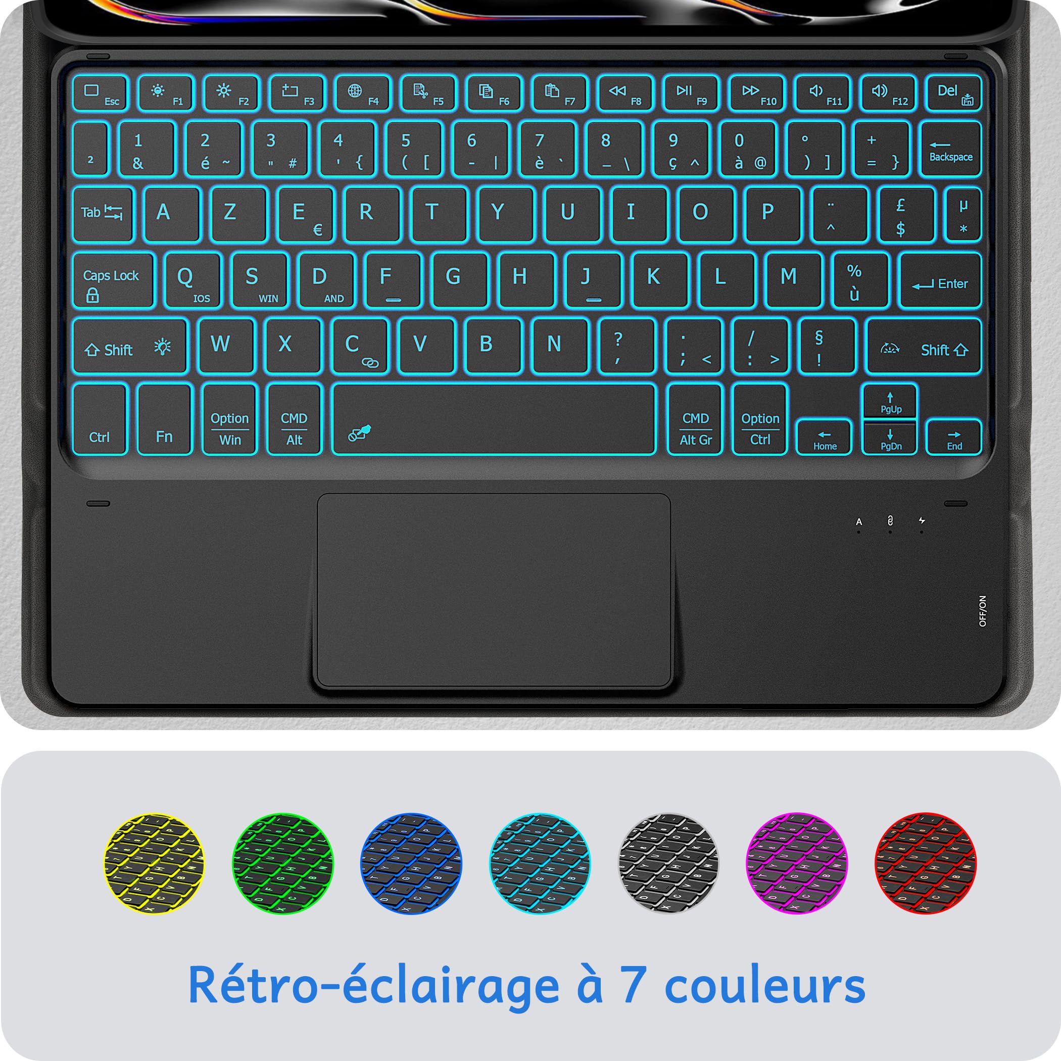 CACOE Clavier Bluetooth avec Pavé Tactile, sans Fil Clavier Rétroéclairé