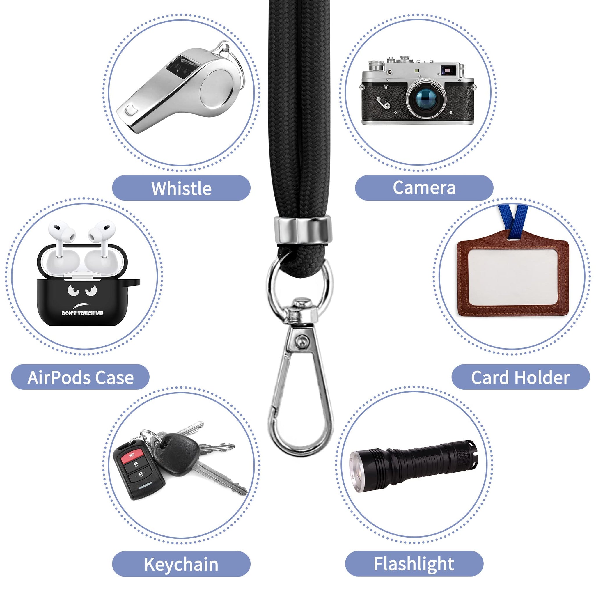 CACOE Cell Phone Lanyard 2 Pcs-1 Pcs Adjustable Neck Strap,1 Pcs Wrist Strap, 2 Pcs Pads, Universal Crossbody, Multifuctional Compatible with Most Smartphones(Black)