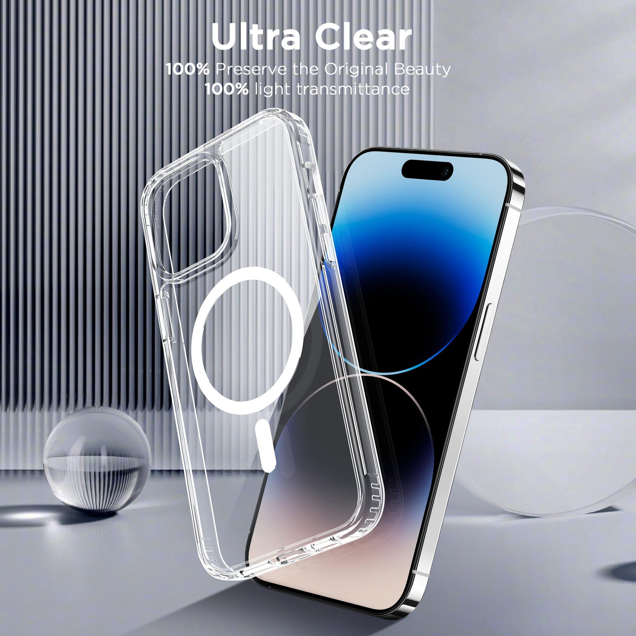 CACOE Magnetic Case for iPhone 14 Pro Max 6.7 inch-Compatible with MagSafe & Magnetic Car Phone Mount,Not Yellowing Anti-Scratch (Clear)