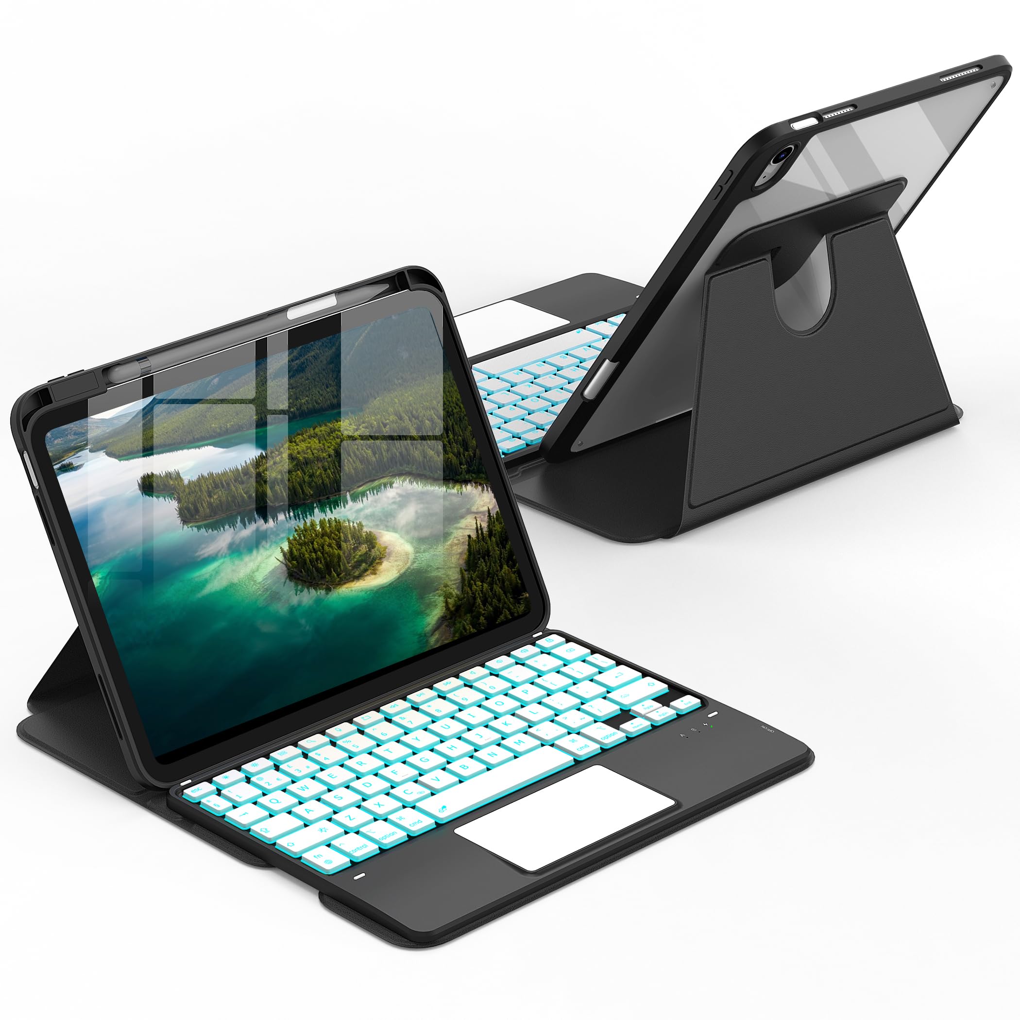 CACOE 360°Rotate Case Keyboard for iPad A16 11/10 Generation with Touchpad