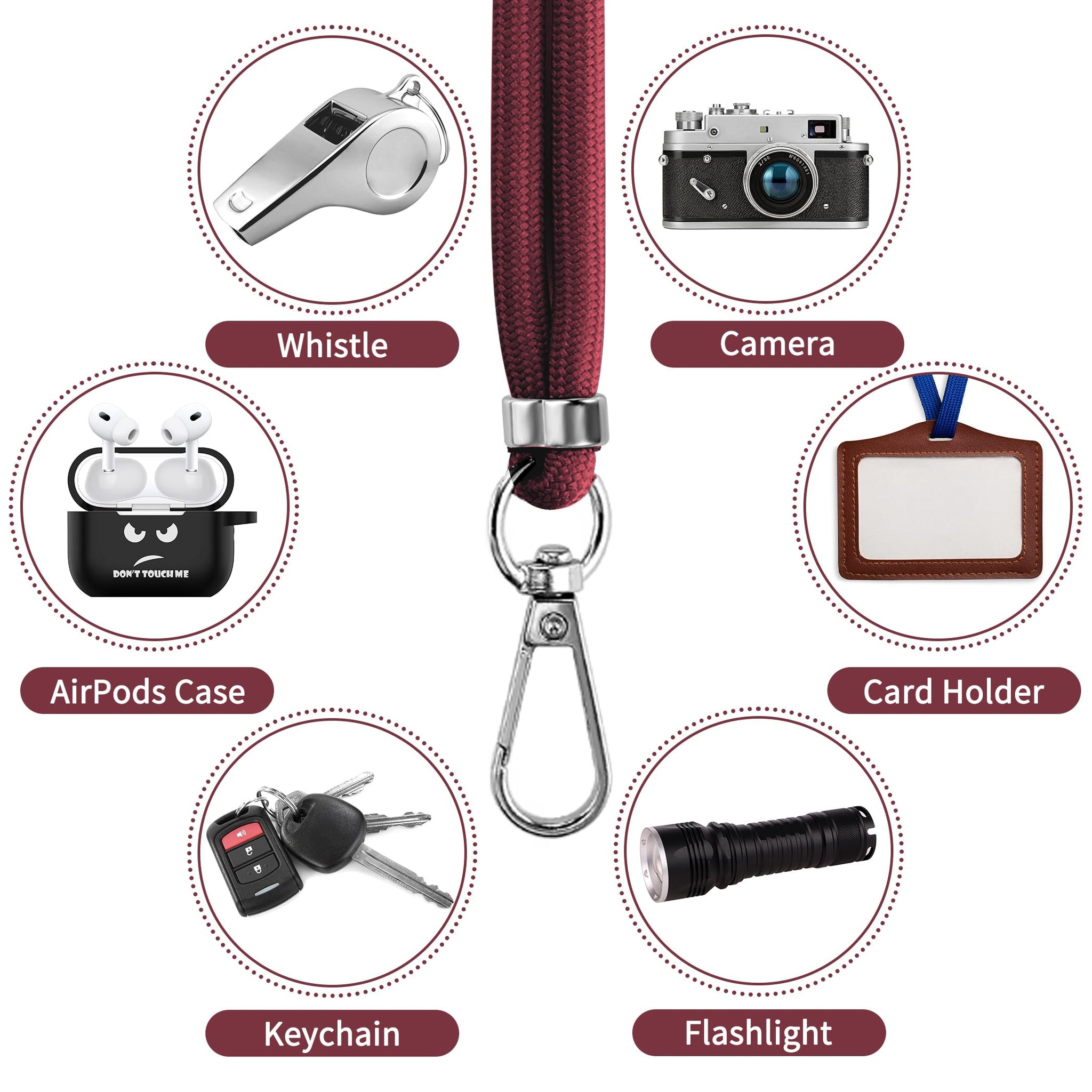 CACOE Phone Lanyard 2 Pcs-1 Pcs Adjustable Neck Strap, 1 Pcs Wrist Strap, 2 Pcs Pads, Universal Crossbody Multifuctional Cell Phone Lanyards Compatible with Most Smartphones(Dark Red)