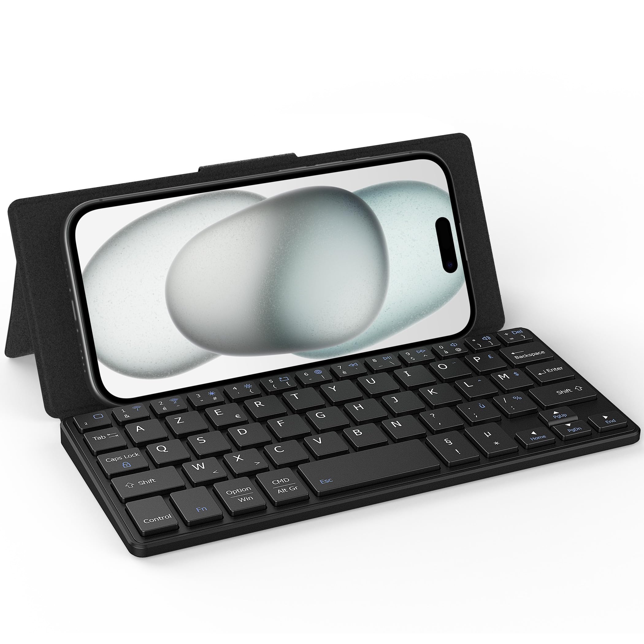 CACOE Clavier Bluetooth Pliable, Mini AZERTY sans Fil Clavier Double Canal