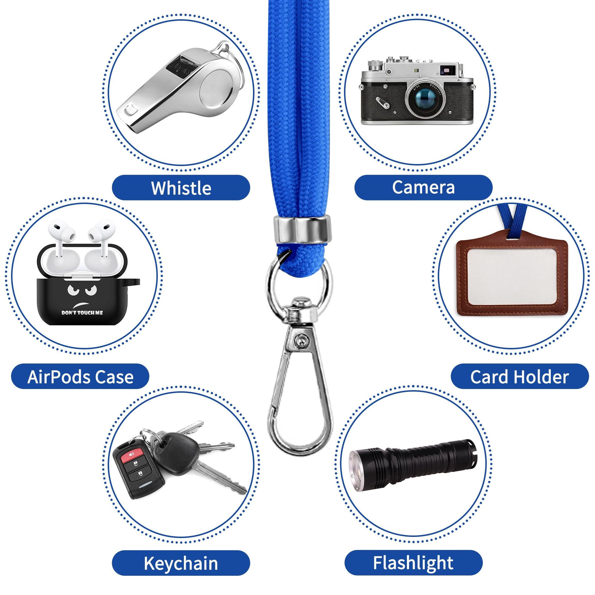 CACOE Phone Lanyard 2 Pcs-1 Pcs Adjustable Neck Strap, 1 Pcs Wrist Strap, 2 Pcs Pads, Universal Crossbody Multifuctional Cell Phone Lanyards Compatible with Most Smartphones(Dark Blue)
