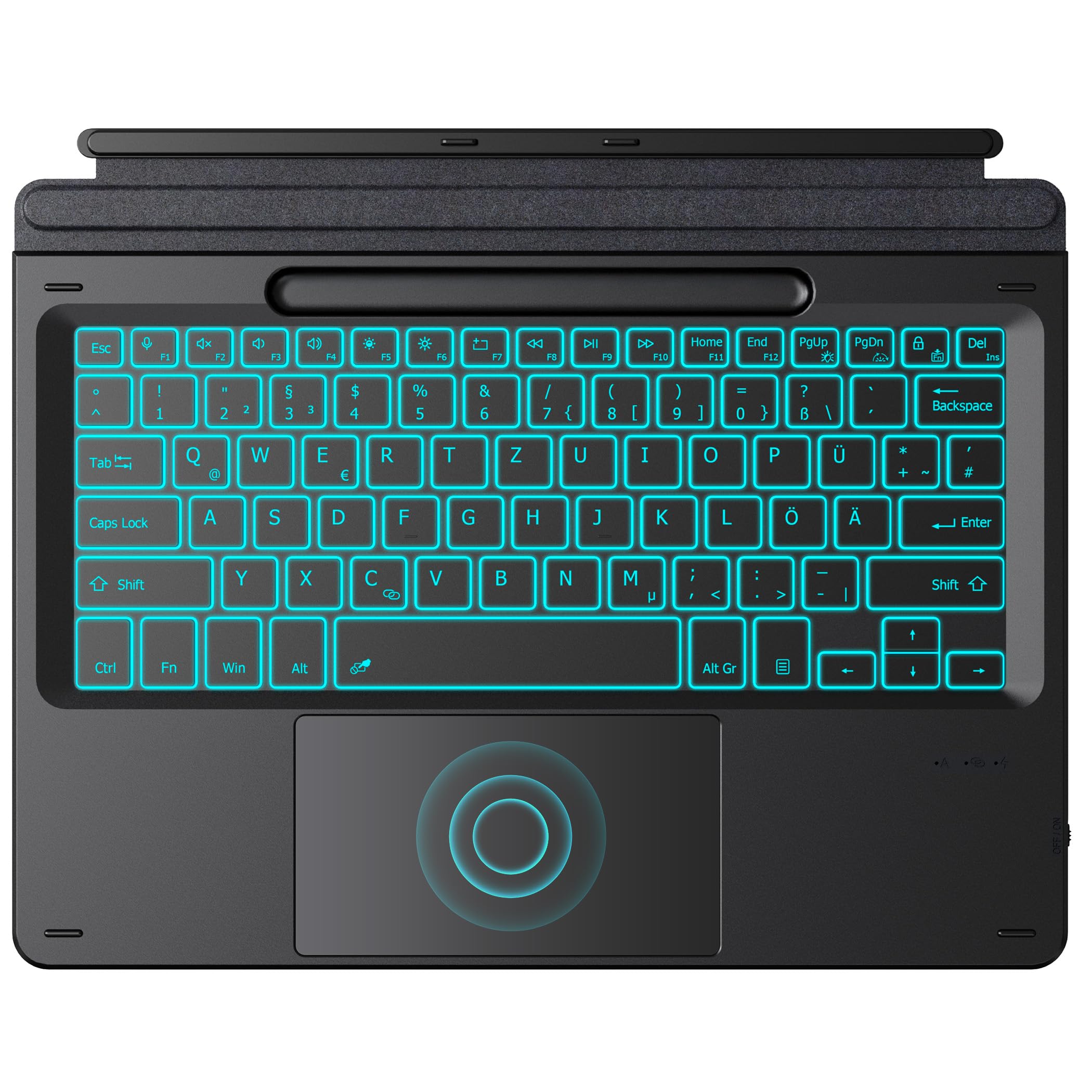 CACOE Bluetooth Tastatur für Surface Pro 12 mit Trackpad, Schwarz