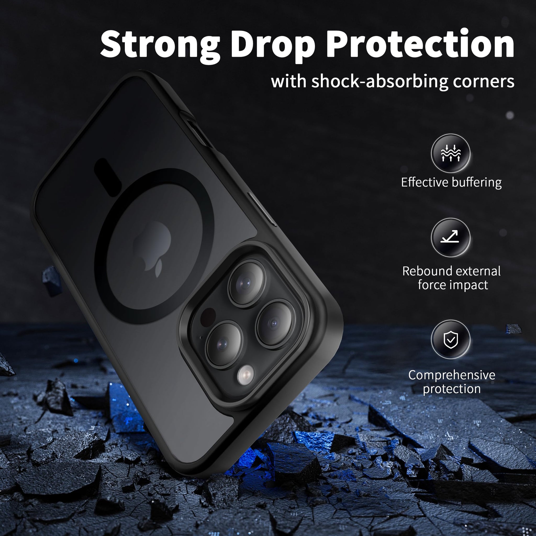 CACOE Magnetic Case for iPhone 16 Pro 6.3 inch, Compatible with MagSafe, Thin Slim Fit Anti-Fingerprint Shockproof Bumper TPU Protective Cover for Women Men Girls(Matte Black)