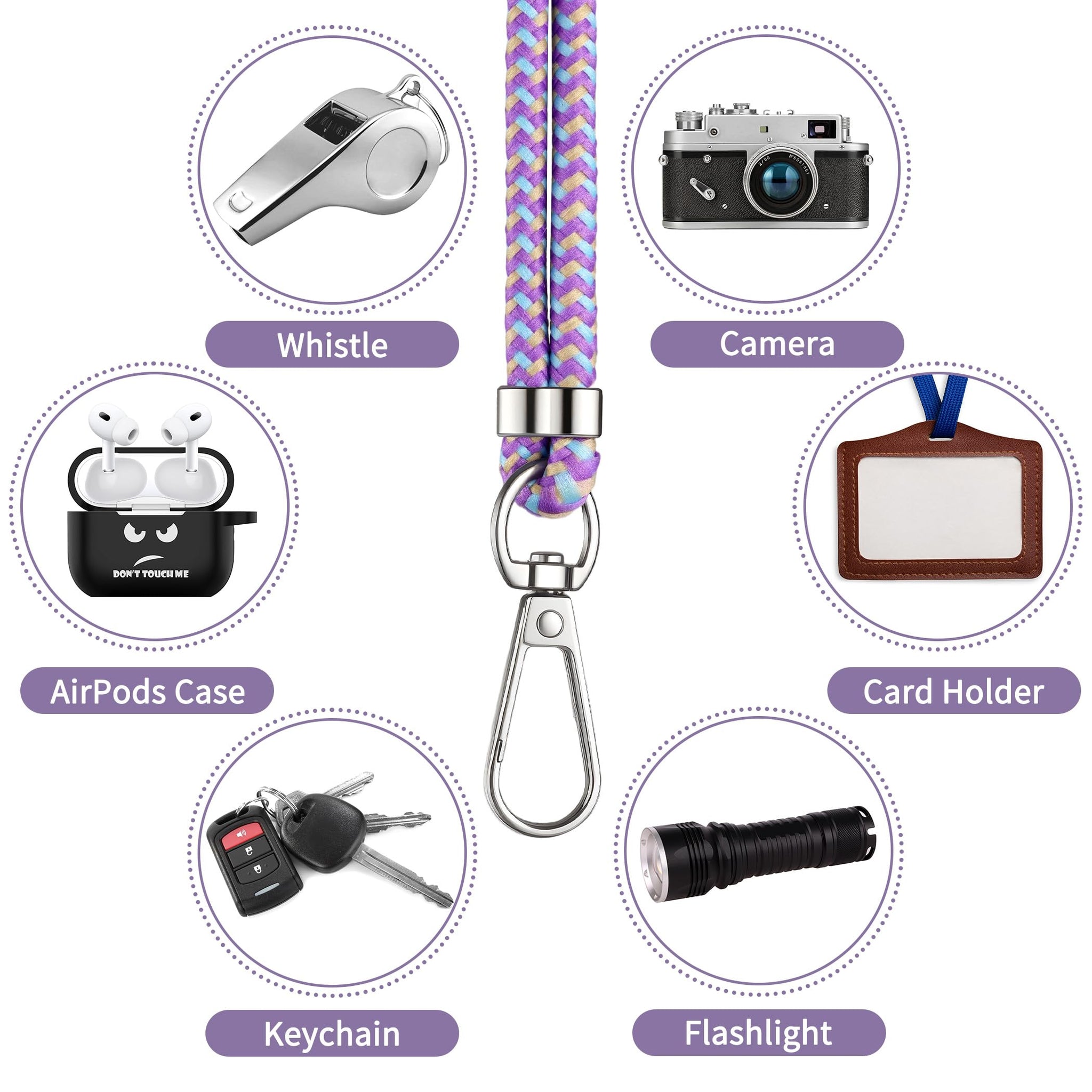 CACOE Cell Phone Lanyard Universal Crossbody Multifuctional Lanyard Compatible with Most Smartphones (Purple Blue, 30"（Neck Strap×1）+8"（Wrist Strap×1）)