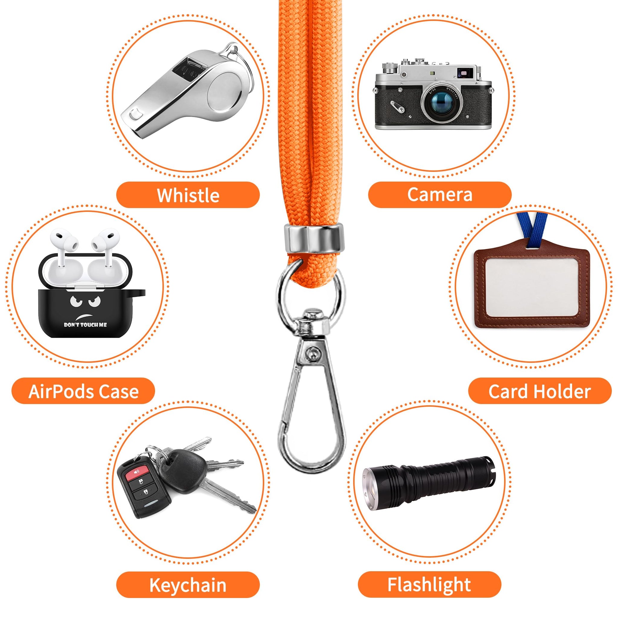 CACOE Cell Phone Lanyard Universal Crossbody Multifuctional Lanyard Compatible with Most Smartphones (Orange, 30"（Neck Strap×1）+8"（Wrist Strap×1）)