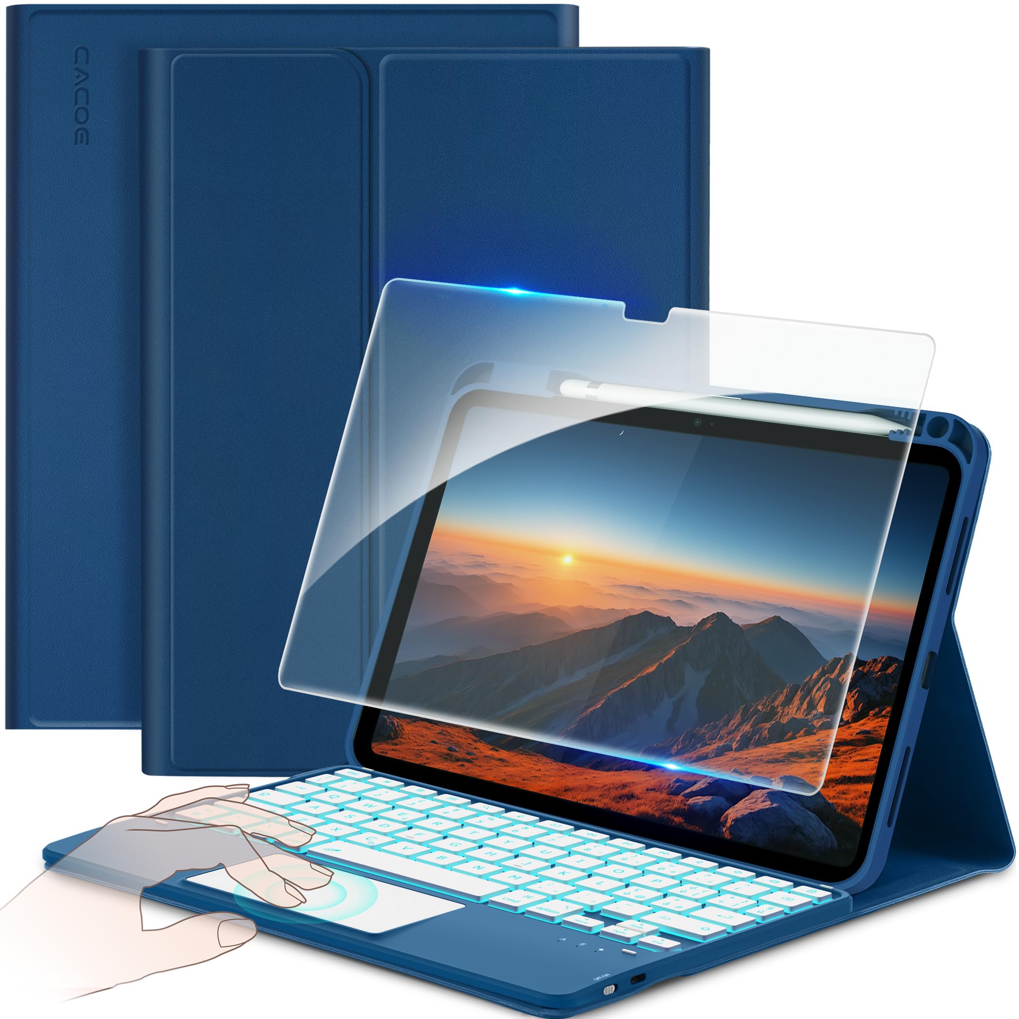 CACOE Cover con Tastiera per iPad 11 (A16) 2025 11" / 10 2022 con Touchpad