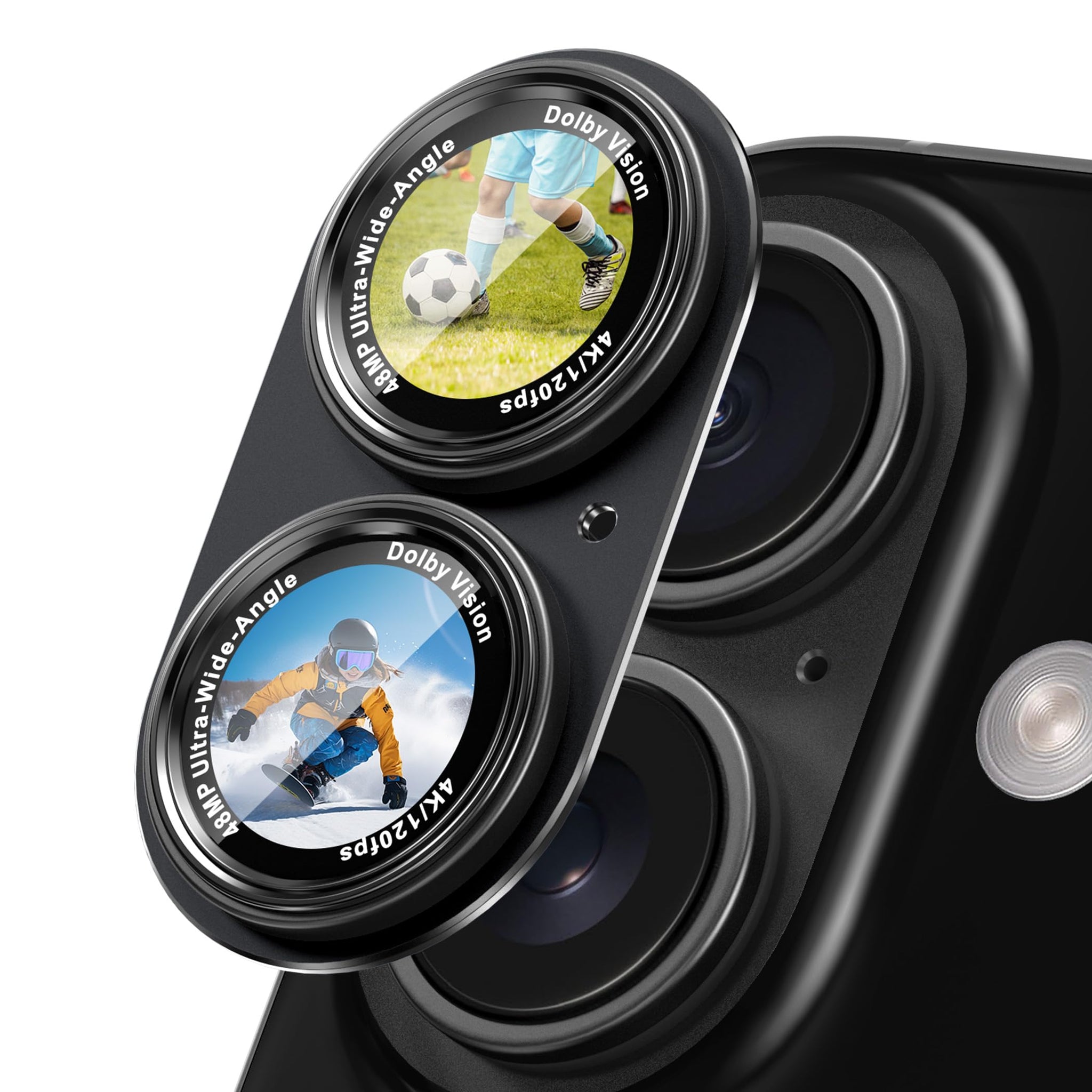 CACOE for iPhone 16/16 Plus/17 Camera Lens Protector - Metal Frame Tempered Glass Cover, [Anti-Scratch] [Drop-Proof][Strong-Adhesion] Camera Screen Cover (Black)