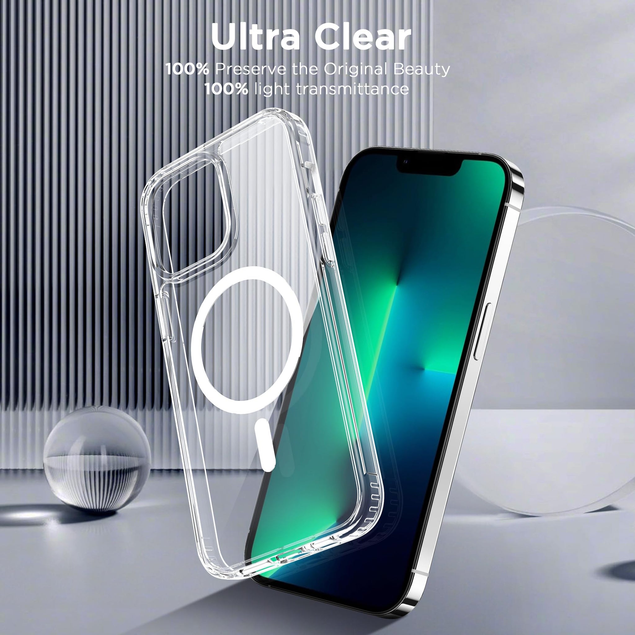 CACOE Magnetic Case for iPhone 13 Pro Max 6.7 inch-Compatible with MagSafe & Magnetic Car Phone Mount,Not Yellowing Anti-Scratch (Clear)