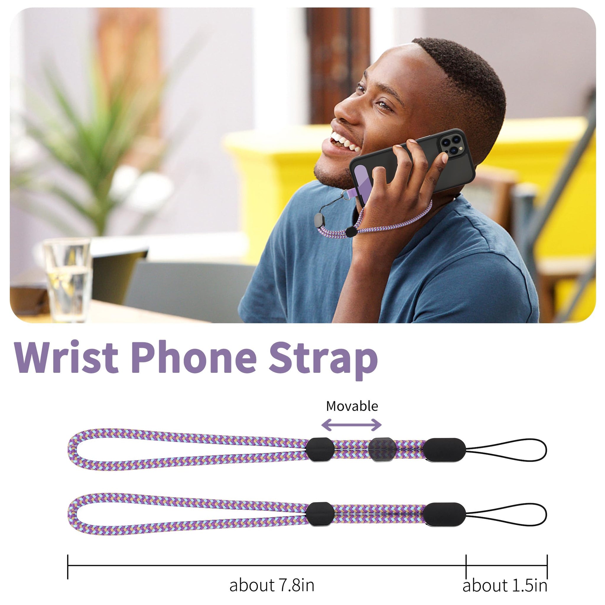 CACOE Cell Phone Lanyard Universal Crossbody Multifuctional Lanyard Compatible with Most Smartphones (Purple Blue, 30"（Neck Strap×1）+8"（Wrist Strap×1）)