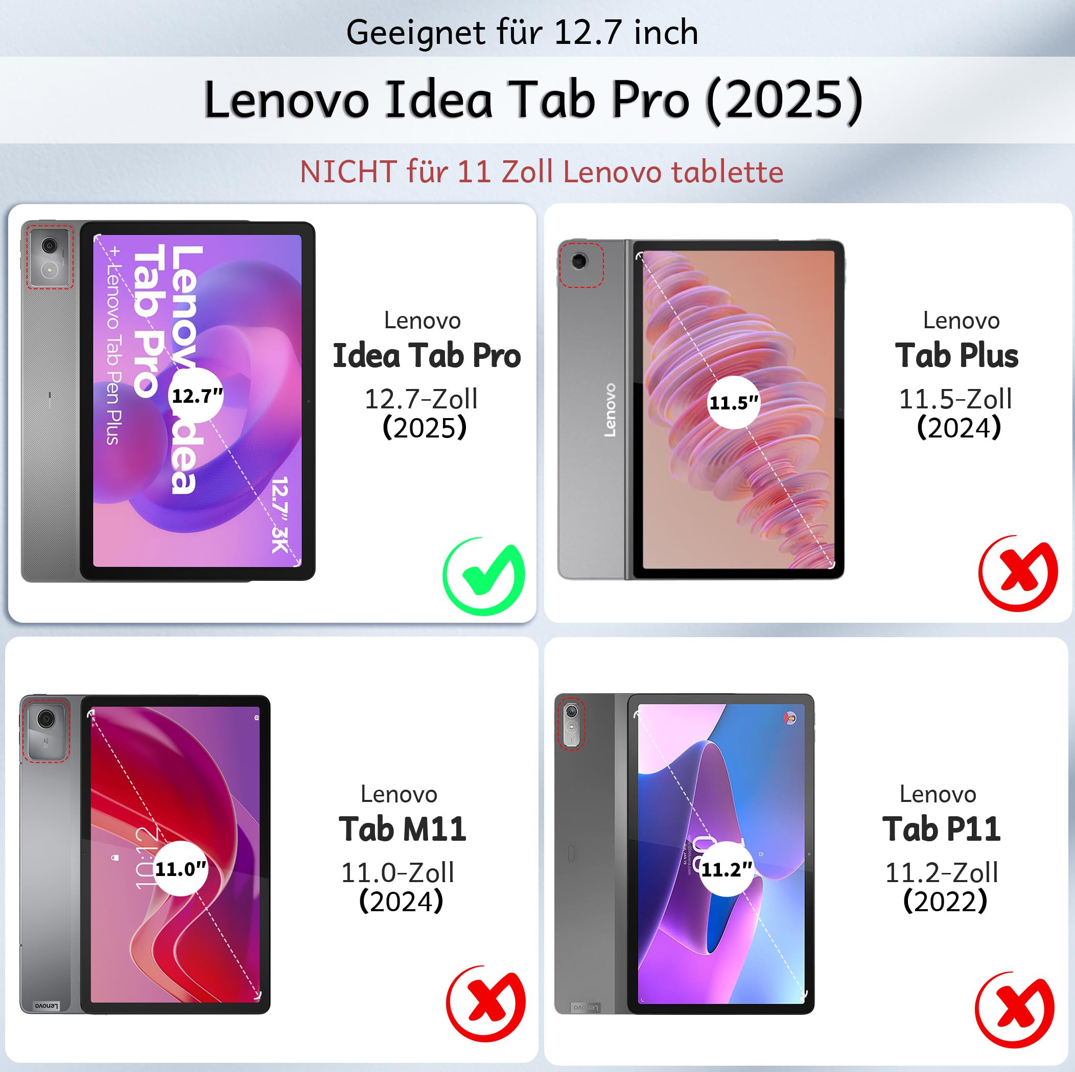 CACOE Tastatur Hülle für Lenovo Idea Tab Pro 12.7 2025 mit Touchpad