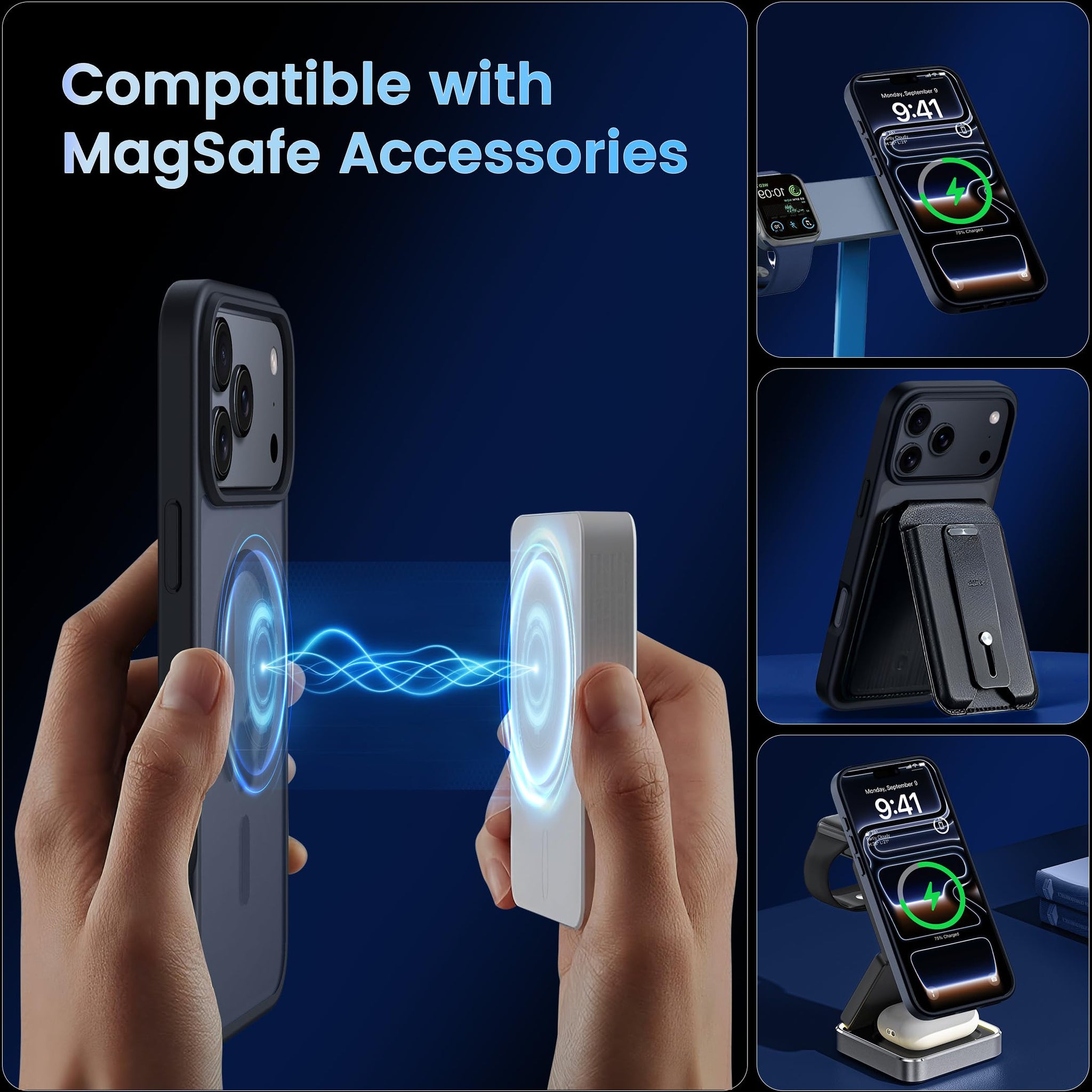 CACOE Magnetic Case for iPhone 17 Pro 6.3 inch-Compatible with MagSafe & Magnetic Car Phone Mount,Anti-Fingerprint TPU Thin Phone Cases Cover Protective Shockproof (Matte Black)