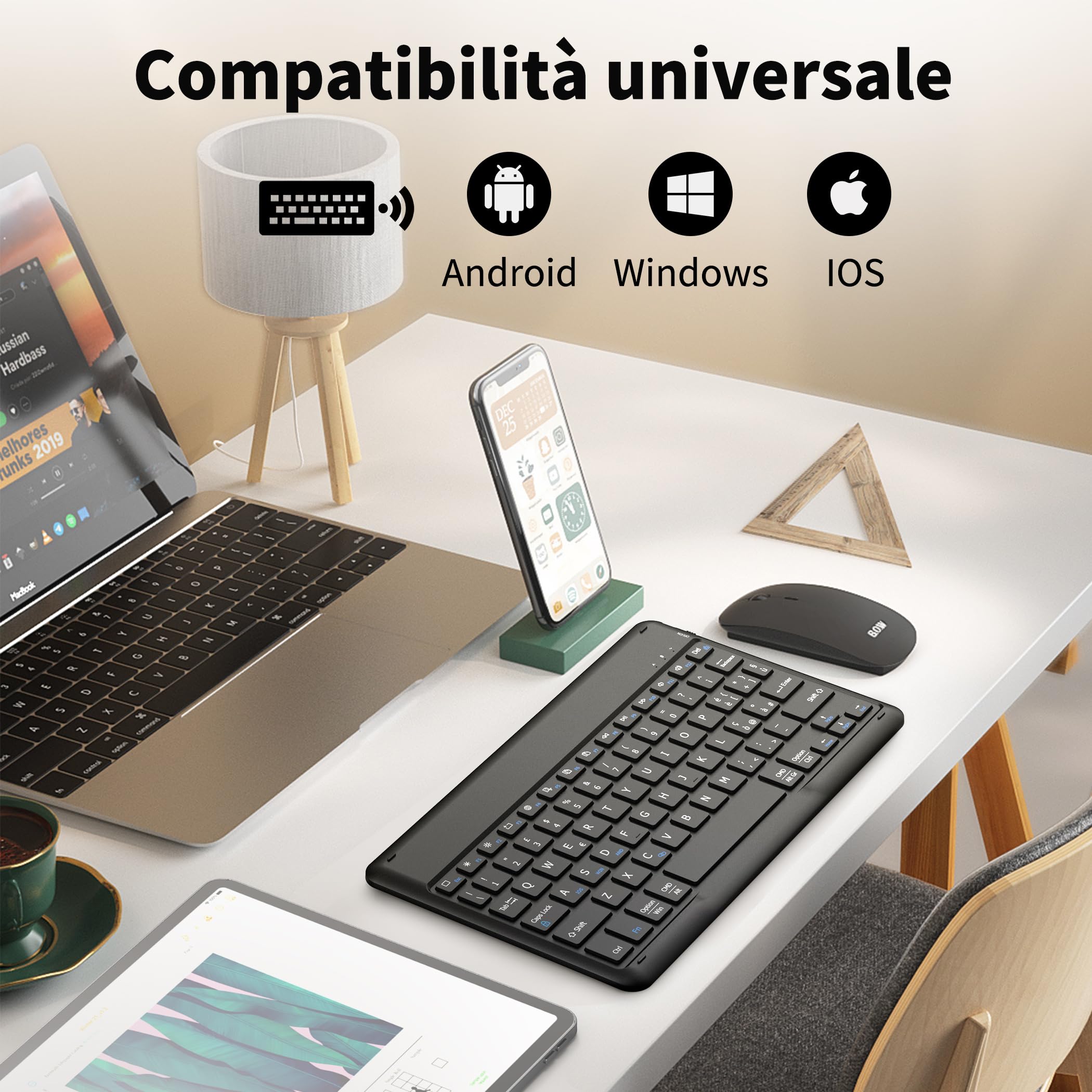 EasyAcc Bluetooth Tastiera Wireless per iPad/Samsung Tablet/Android/iOS