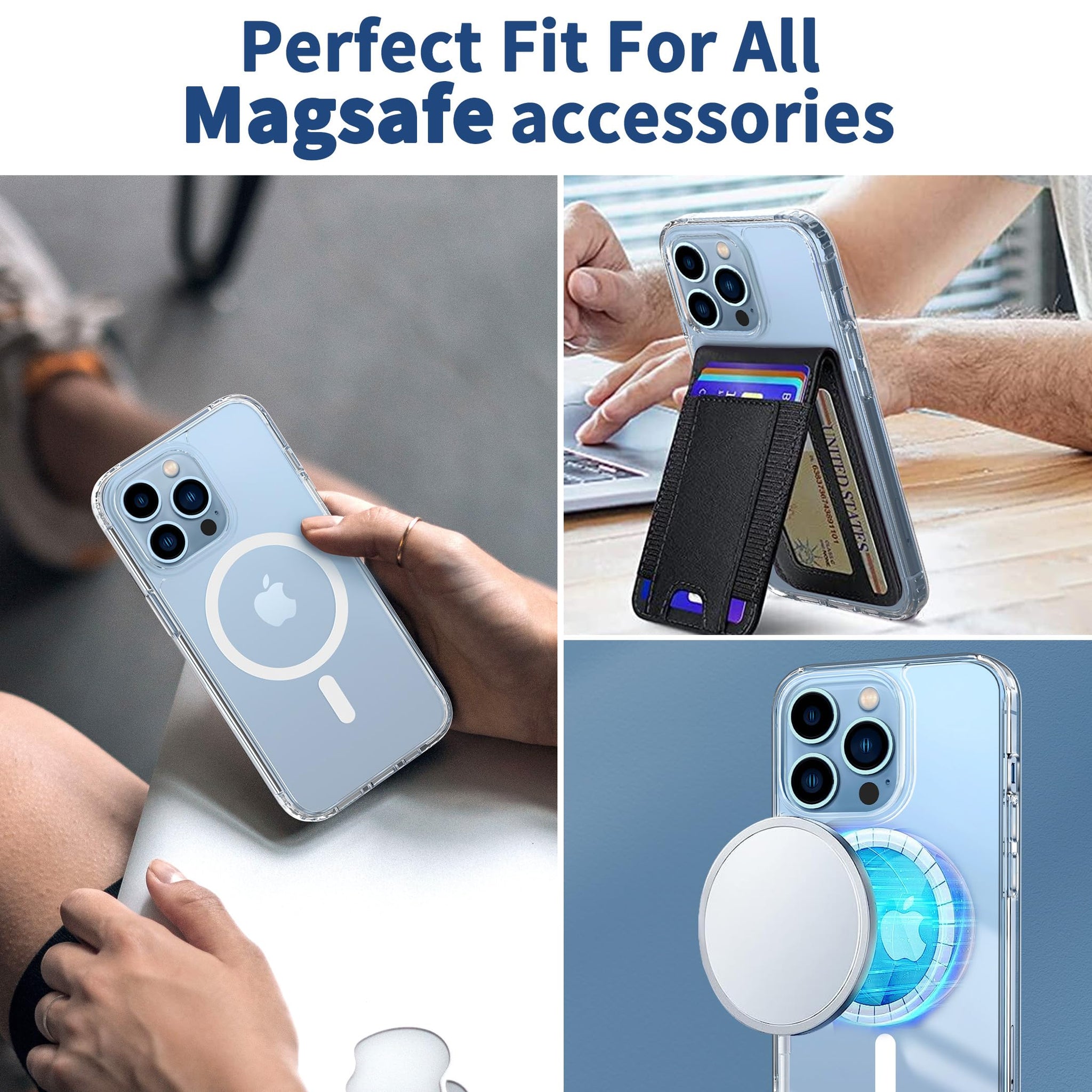 CACOE Magnetic Case for iPhone 13 Pro 6.1 inch-Compatible with MagSafe & Magnetic Car Phone Mount,Not Yellowing Anti-Scratch (Clear)