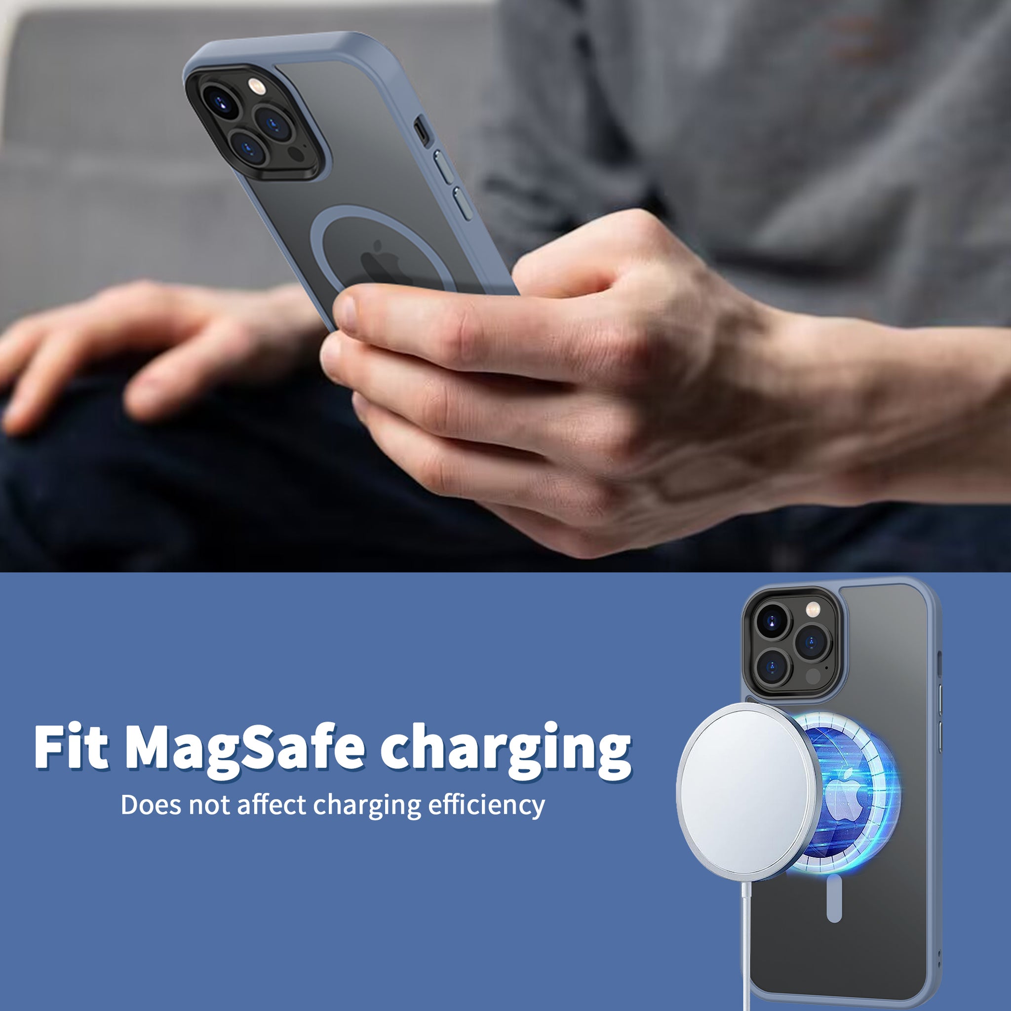 CACOE Magnetic Case for iPhone 13 Pro Max 6.7 inch-Compatible with MagSafe & Magnetic Car Phone Mount,TPU Thin Phone Cases Cover Protective Shockproof Anti-Fingerprint(Light Blue)