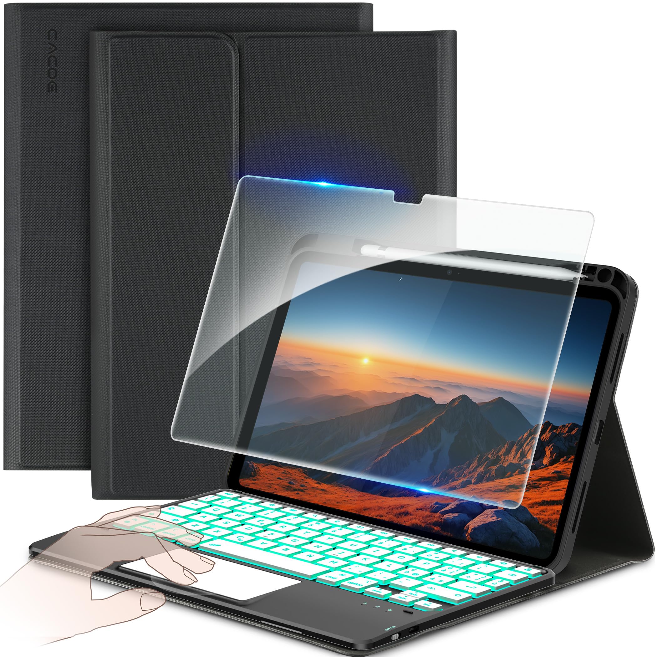 CACOE Cover con Tastiera per iPad 11 (A16) 2025 11" / 10 2022 con Touchpad