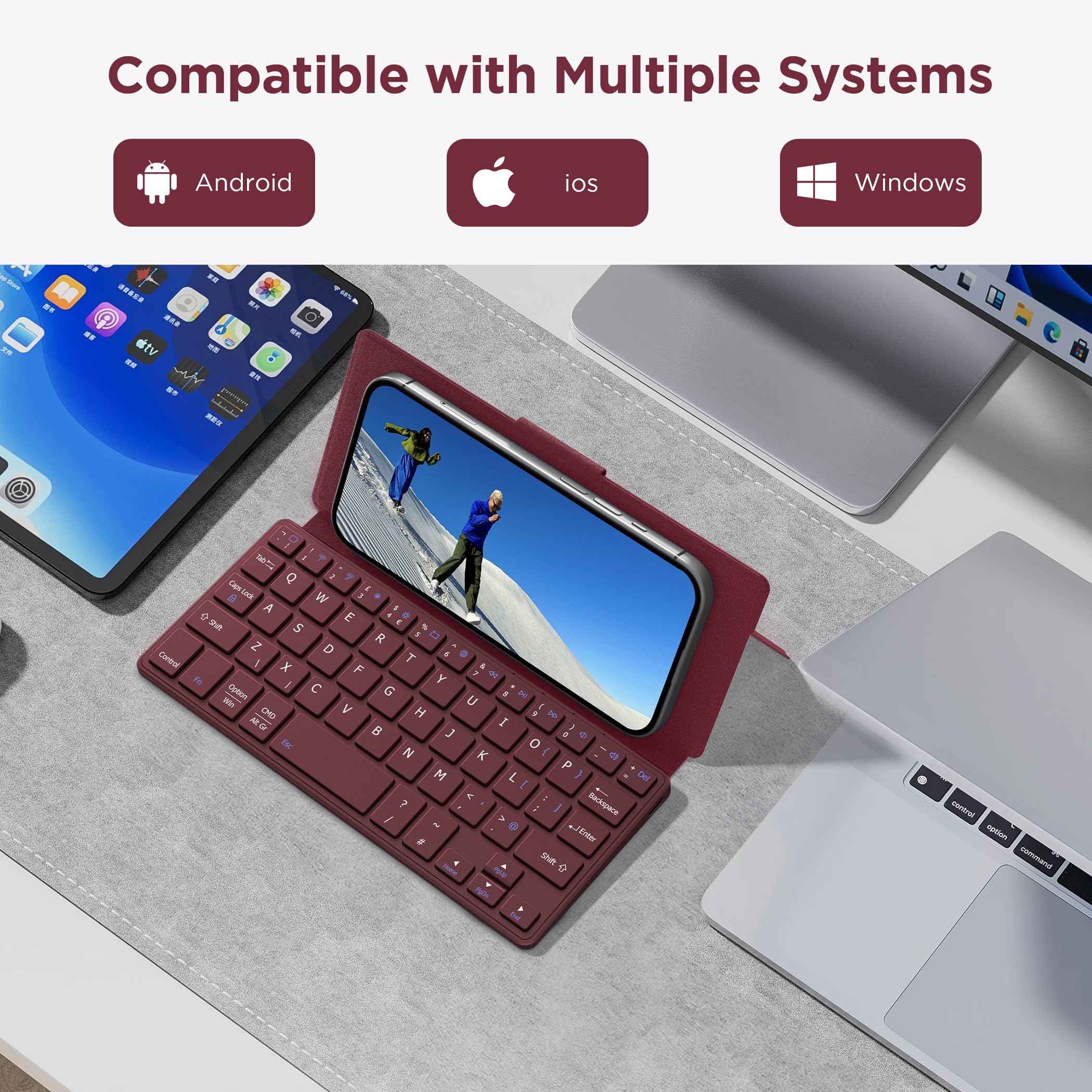 CACOE Dual-Channel Bluetooth Mini Keyboard, Portable Wireless Keyboard
