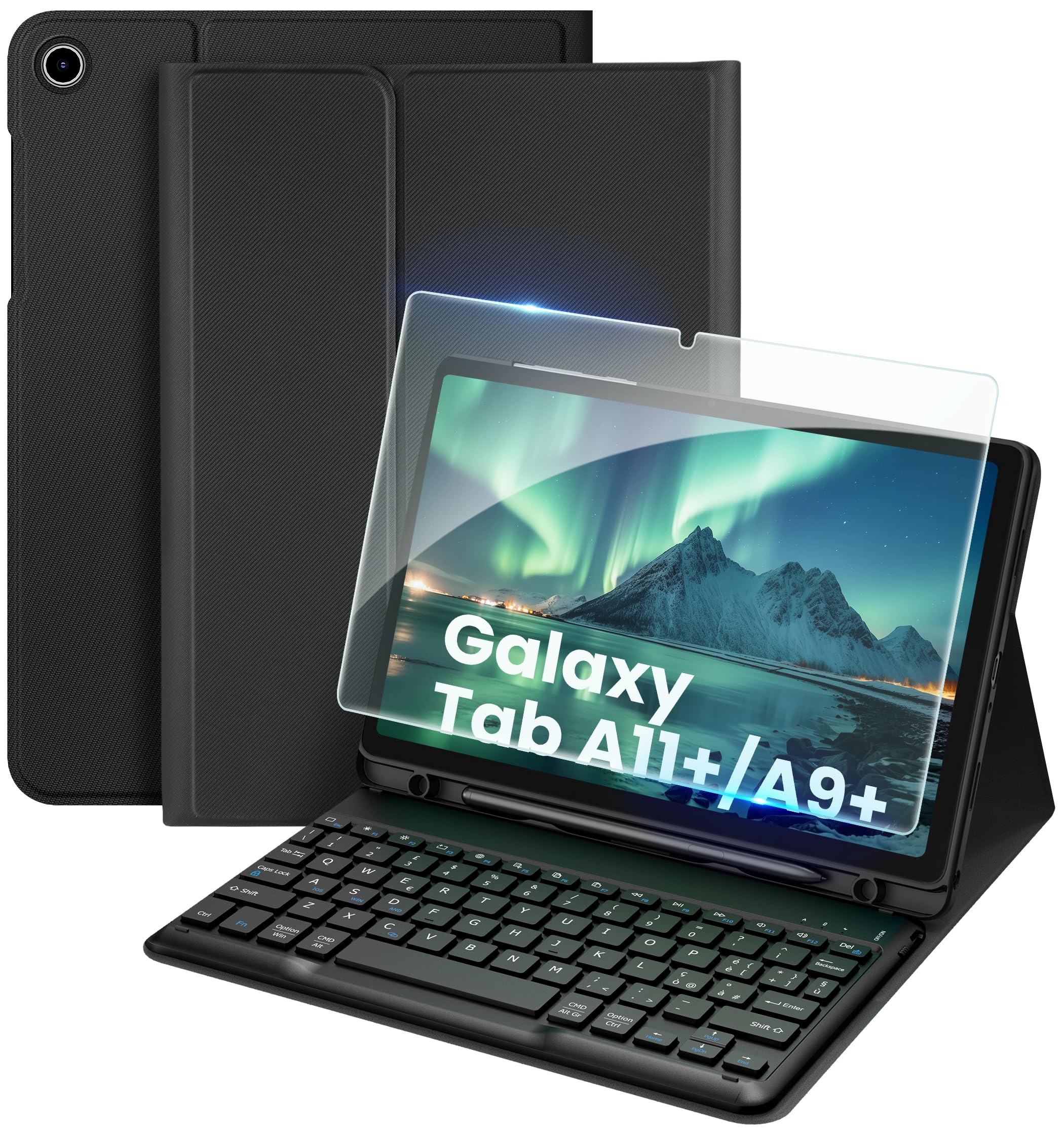 EasyAcc Cover con Tastiera per Samsung Galaxy Tab A11 Plus/A9 Plus 11" Nero