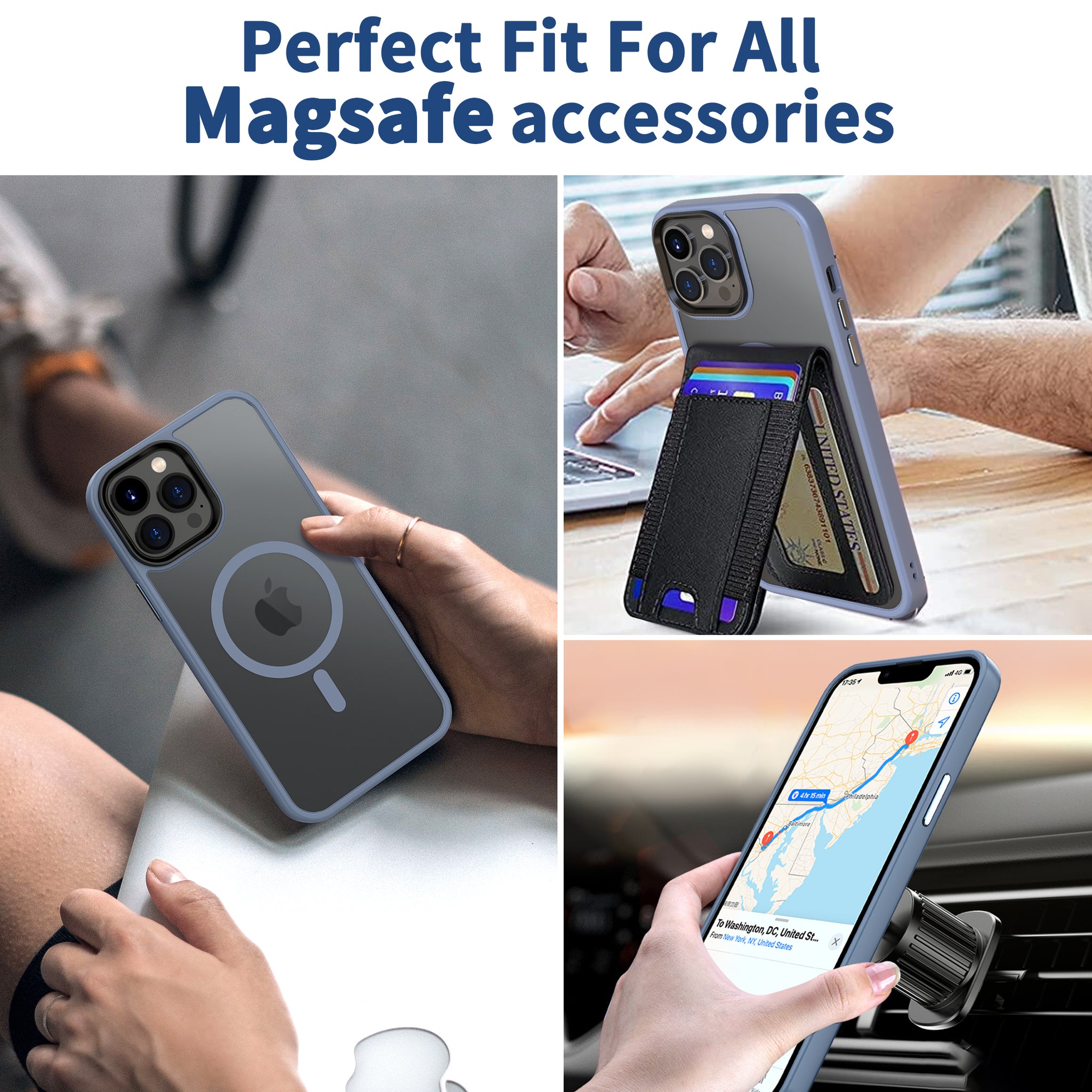CACOE Magnetic Case for iPhone 13 Pro Max 6.7 inch-Compatible with MagSafe & Magnetic Car Phone Mount,TPU Thin Phone Cases Cover Protective Shockproof Anti-Fingerprint(Light Blue)