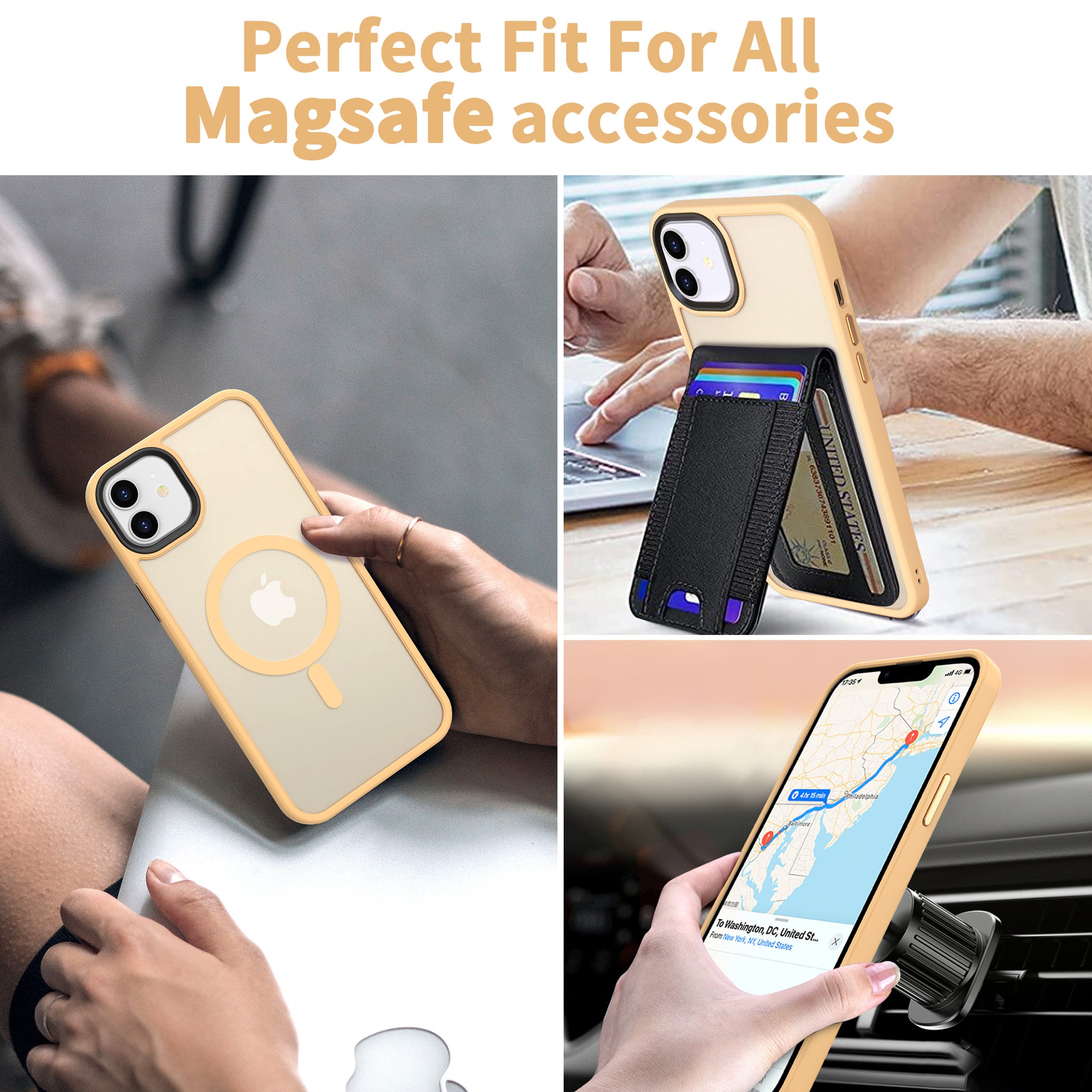 CACOE Magnetic Case for iPhone 12 & iPhone 12 Pro 2020 6.1 inch-CompaPhone Mount,Anti-Fingerprint TPU Thin Phone Cases Cover Protective Shockproof (Yellow)
