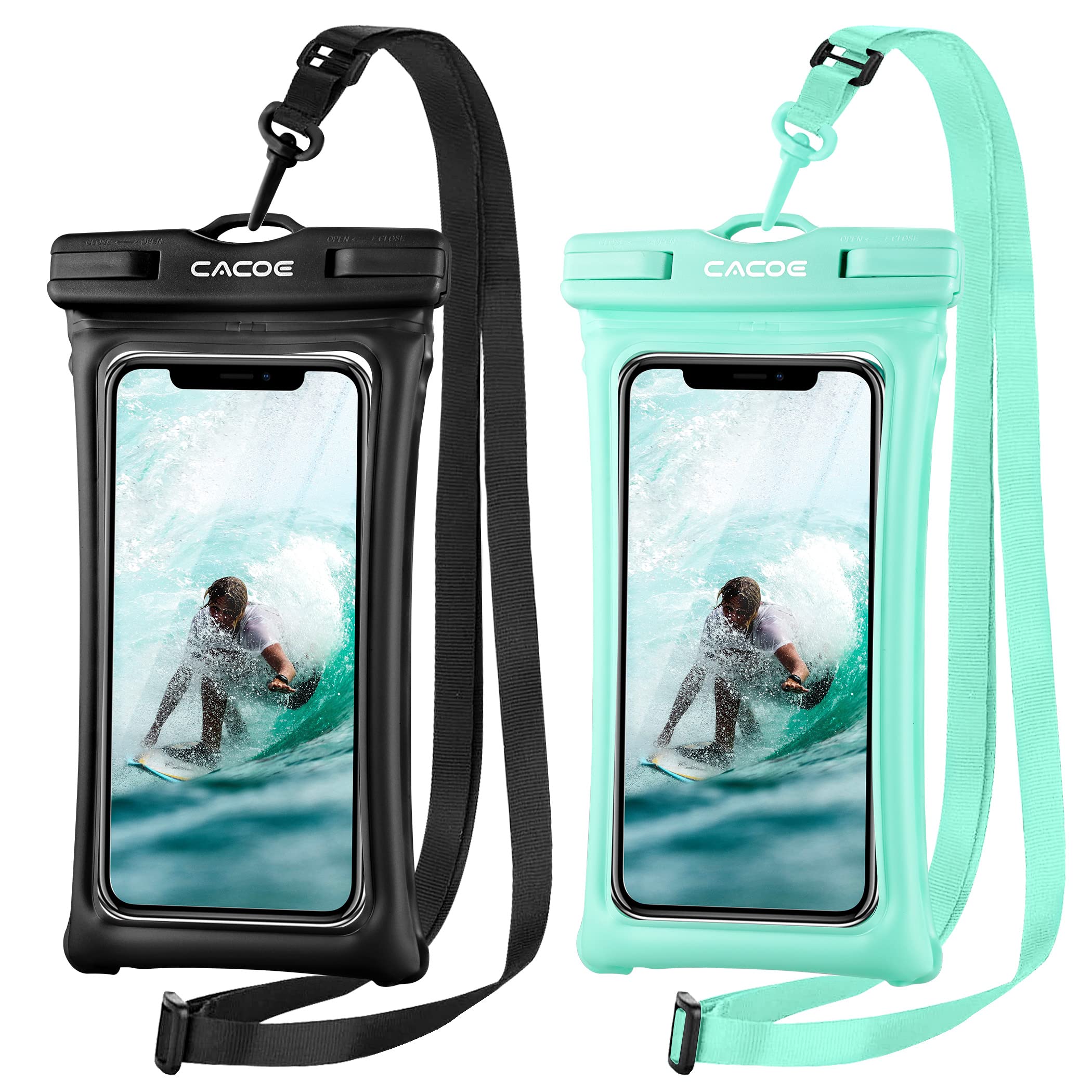 CACOE Floating IPX8 Waterproof Phone Pouch, 2 pack,Adjustable Lanyard