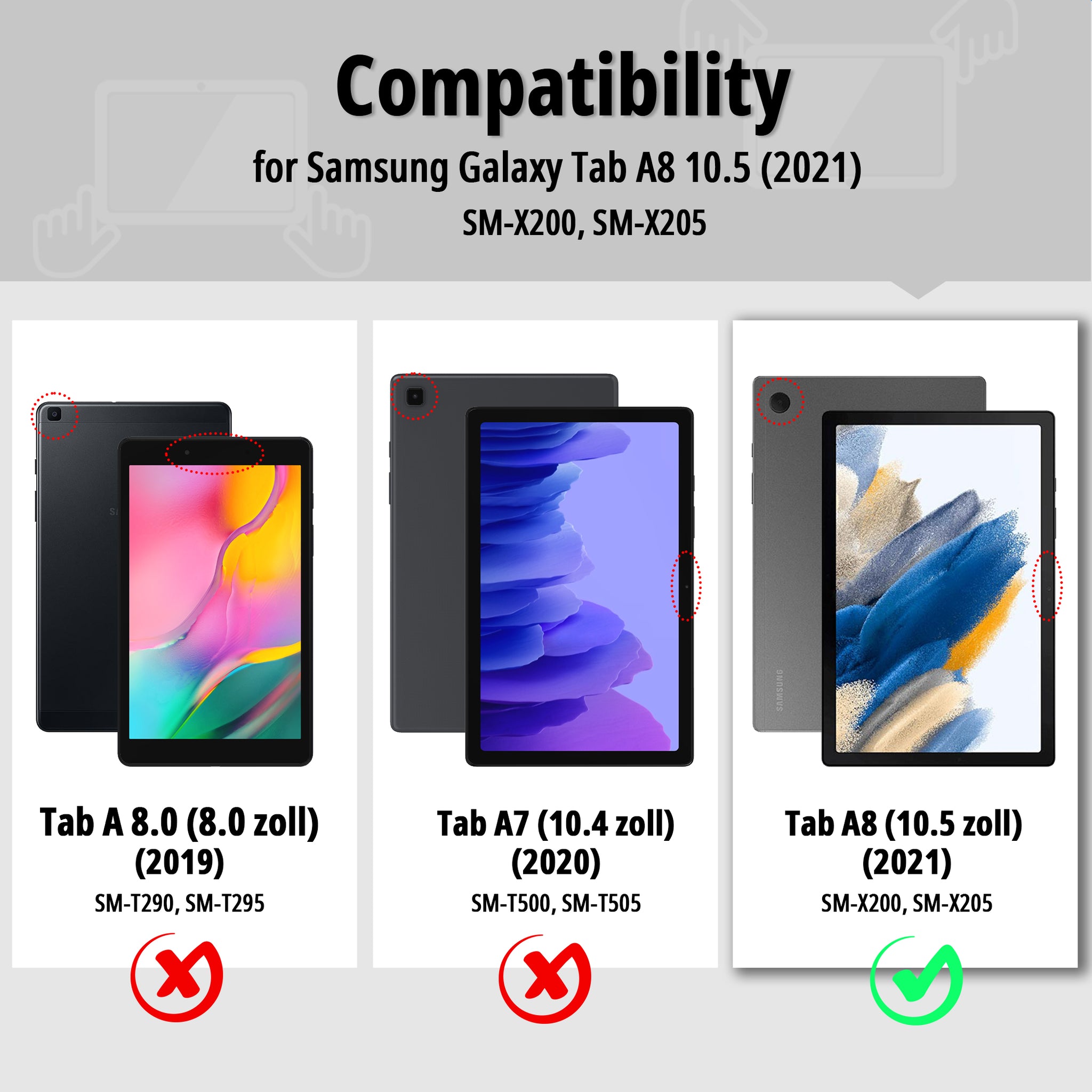 CACOE Compatible with Samsung Galaxy Tab A8 10.5 2021 case with tempered glass