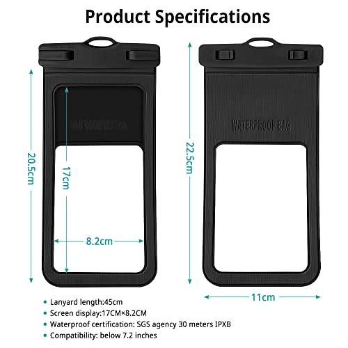 CACOE 2 piece waterproof cell phone case 7.0 inch waterproof cell phone case with integrated TPU seal design