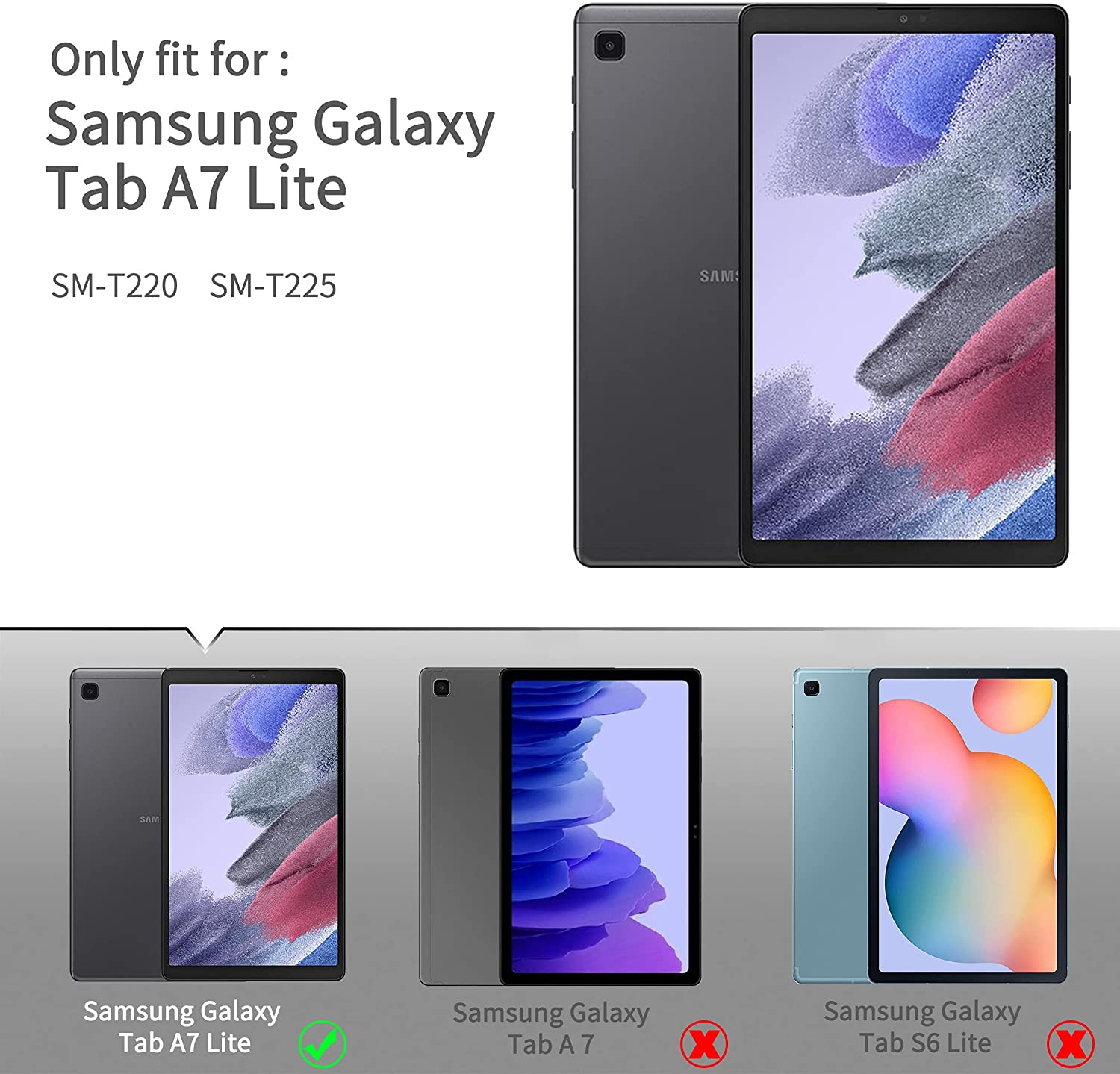 CACOE Case and Tempered Glass Compatible with Samsung Galaxy Tab A7 Lite