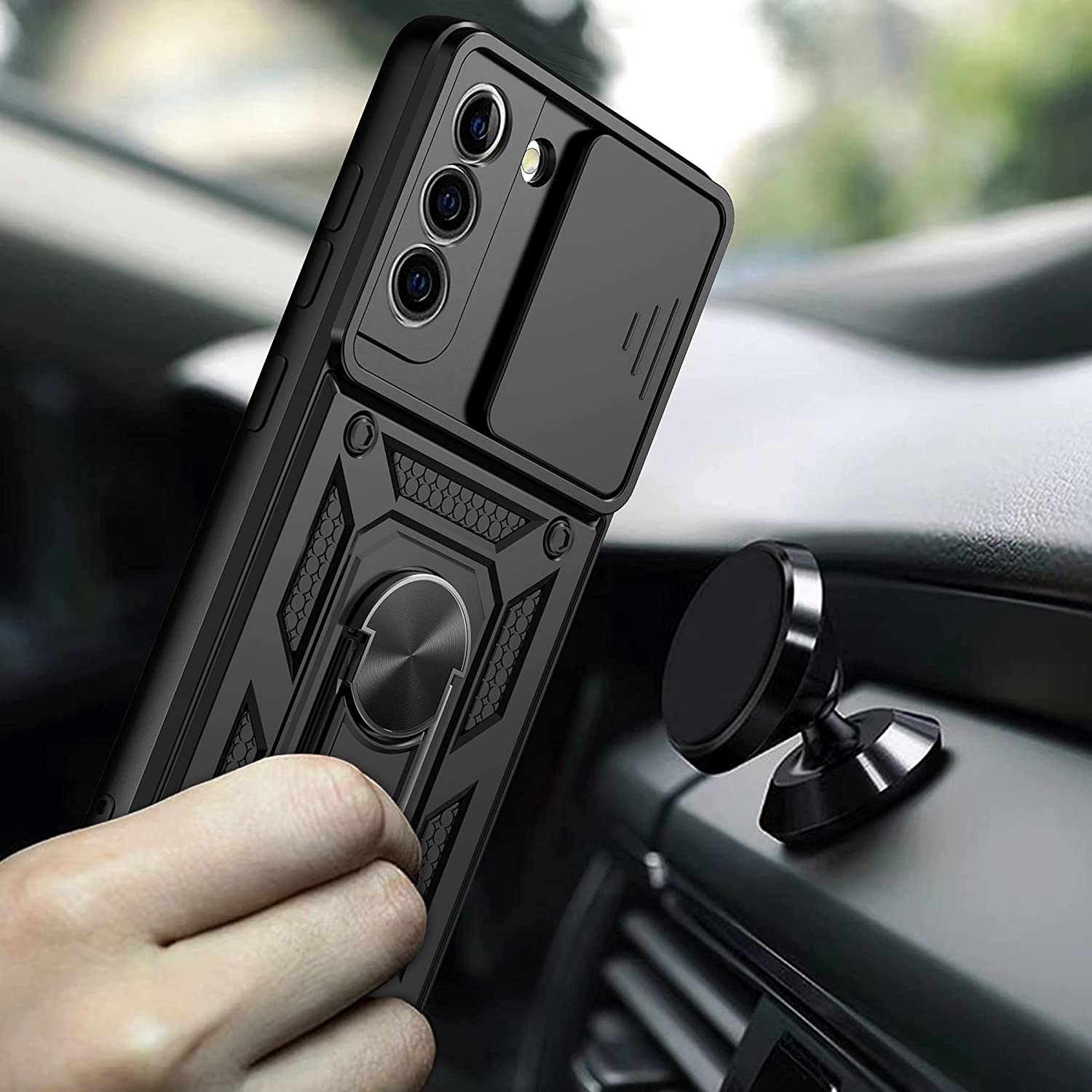 CACOE Black Case for Samsung Galaxy S21 FE with 2 Pack
